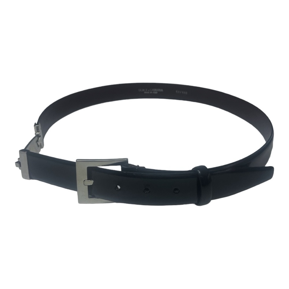 Dolce & Gabbana Black Leather Belt with Silver Buckle